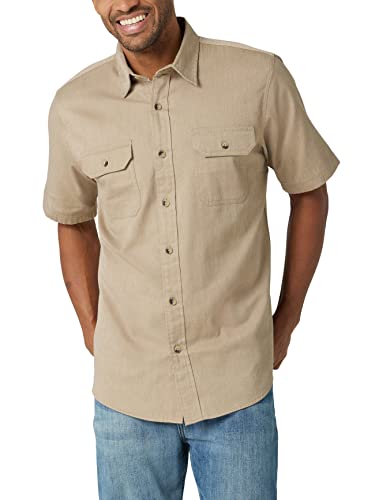 Wrangler Authentics Herren Kurzärmeliges klassisches gewebtes Hemd mit Button-Down-Kragen, Elmwood Heather, Klein von Wrangler Authentics