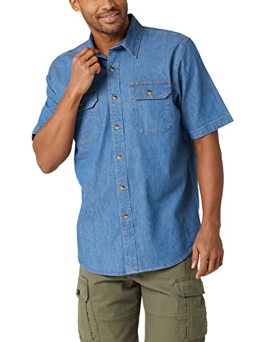 Wrangler Authentics Herren Kurzärmeliges Klassisches Gewebtes Hemd mit Button-Down-Kragen, Mittlere Wäsche, 3X-Large Groß von Wrangler Authentics
