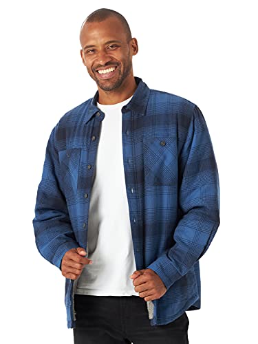 Wrangler Authentics Herren Langärmelige Flanell-Hemdjacke mit Sherpa-Futter Hemd, Blau (Admiral Blue), L von Wrangler Authentics