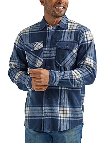 Wrangler Authentics Herren Langärmelige Fleece-Hemdjacke Hemd mit Button-Down-Kragen, total Eclipse, L von Wrangler Authentics