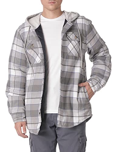 Wrangler Authentics Herren Langärmelige Gesteppte gefütterte, Manga Comprida Com Capuzlangärmelige Flanell-Hemdjacke Mit Kapuze Hemd mit Button-Down-Kragen, Grau, M von Wrangler Authentics