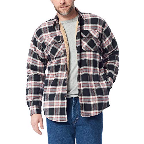 Wrangler Authentics Herren Long Sleeve Sherpa Lined Shirt Jacket Hemd mit Button-Down-Kragen, Caviar, XX-Large von Wrangler Authentics