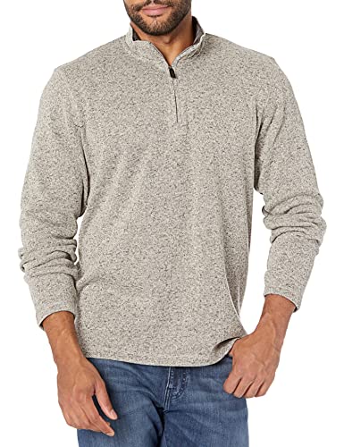 Wrangler Authentics Herren Langärmeliges Fleece mit Viertelreißverschluss Pullover, Hellgrau, XX-Large von Wrangler Authentics