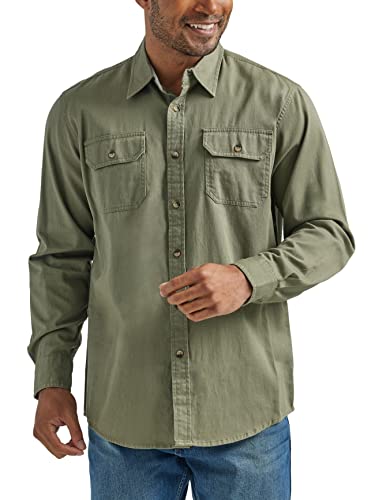 Wrangler Authentics Herren Langärmeliges klassisches gewebtes Hemd mit Button-Down-Kragen, Burnt Olive, XX-Large von Wrangler Authentics