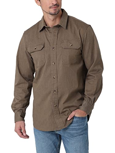 Wrangler Authentics Herren Langärmeliges, Klassisches Gewebtes Hemd mit Button-Down-Kragen, Teak Heather, XX-Large von Wrangler Authentics
