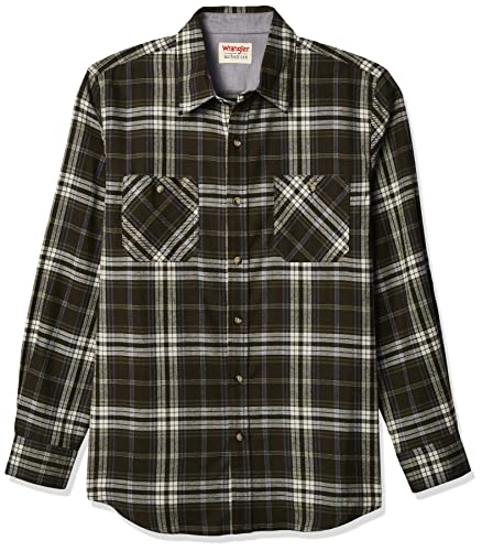 Wrangler Authentics Herren Langärmliges Flanellhemd. Langärmliges Flansch. Ellhemd Hemd mit Button Down Kragen, Kolophonium, S EU von Wrangler Authentics