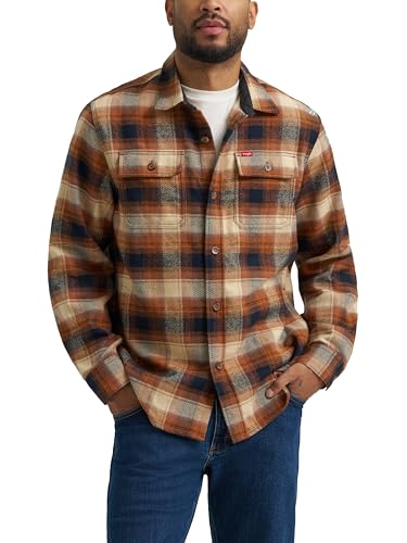 Wrangler Authentics Herren Langarm Flanell Hemdjacke, Glazed Ginger Plaid, XL von Wrangler Authentics