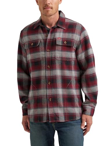 Wrangler Authentics Herren Langarm Flanell Hemdjacke, Syrah Plaid, XL von Wrangler Authentics