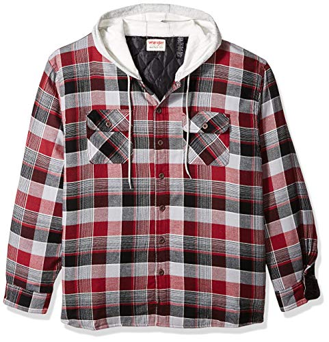 Wrangler Authentics Herren Langärmelige, Gesteppte, Gefütterte Flanell-hemdjacke mit Kapuze Hemd mit Button-Down-Kragen, Biking Red, M von Wrangler Authentics