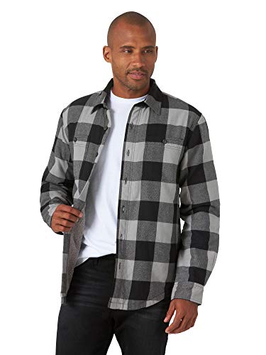 Wrangler Authentics Herren Long Sleeve Sherpa Lined Shirt Jacket Hemd, Grauer Büffel, Klein von Wrangler Authentics