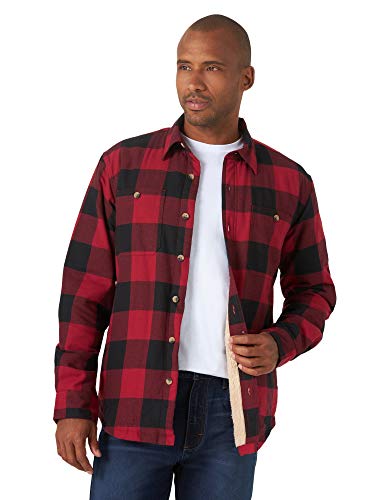 Wrangler Authentics Herren Long Sleeve Sherpa Lined Shirt Jacket Hemd, Rotes Büffel, XX-Large von Wrangler Authentics