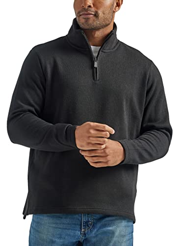 Wrangler Authentics Herren Langärmeliges Fleece mit Viertelreißverschluss Pullover, Caviar, Klein von Wrangler Authentics