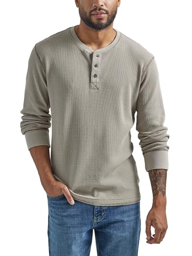 Wrangler Authentics Herren Langarm Waffel Henley, Bimsstein, 3X-Groß von Wrangler Authentics