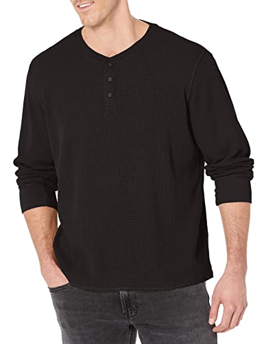 Wrangler Authentics Herren Langarm Waffel Henley, Caviar, Klein von Wrangler Authentics