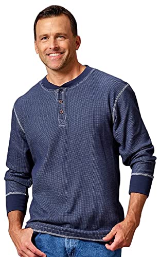 Wrangler Authentics Herren Langarm Waffel Henley, Mood Indigo, Groß von Wrangler Authentics