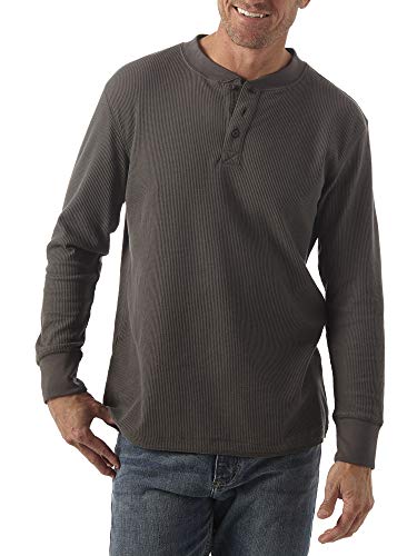 Wrangler Authentics Herren Langarm Waffel Henley-Hemd, Dunkles Charcoal, Klein von Wrangler Authentics