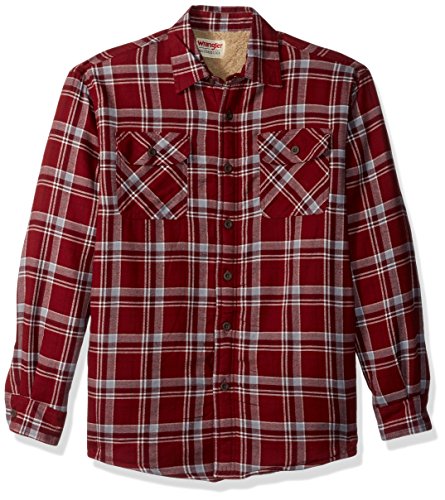 Wrangler Authentics Herren Langärmelige Hemdjacke mit Sherpa-Futter Hemd mit Button-Down-Kragen, Granatapfel, Mittel von Wrangler Authentics