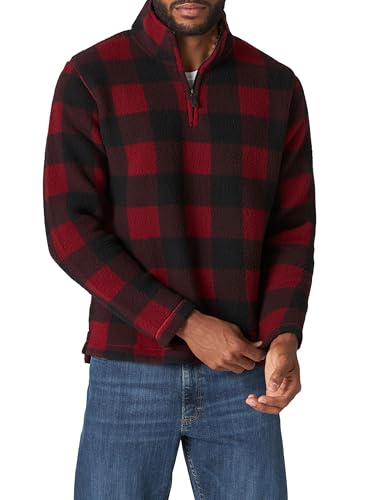Wrangler Authentics Herren Wooly Fleece Quarter-Zip Hemd, Rotes Büffel, XX-Large von Wrangler Authentics