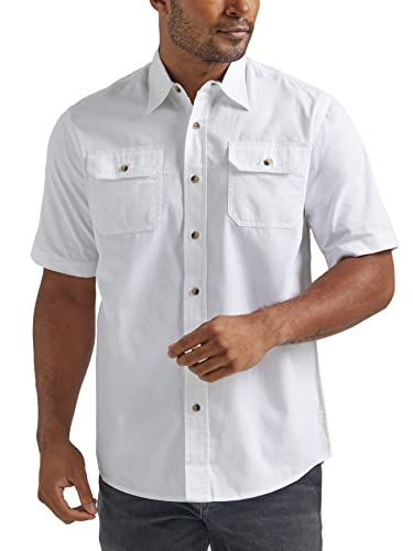 Wrangler Authentics Herrenhemd, kurzärmelig, kurzärmelig, gewebt, groß, Bright White, X-Groß von Wrangler Authentics