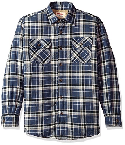 Wrangler Authentics Herren Long Sleeve Sherpa Lined Shirt Jacket Hemd mit Button-Down-Kragen, Mood Indigo, Mittel von Wrangler Authentics