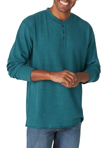 Wrangler Authentics Men's Long Sleeve Waffle Henley, Atlantic Deep Heather, Large von Wrangler Authentics