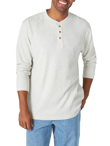 Wrangler Authentics Men's Long Sleeve Waffle Henley, Oatmeal Heather, Large von Wrangler Authentics