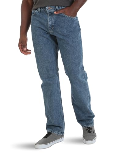 Wrangler Authentics Klassische Herren-Jeans mit 5 Taschen, lockere Passform, aus Baumwolle, Vintage Stonewash, 48W / 32L von Wrangler Authentics