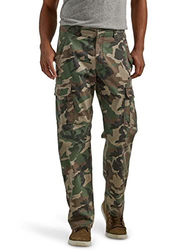 Wrangler Authentics Herren Stretch-Cargo lockerer Passform Hose, Camouflage grün braun, 38W / 32L von Wrangler Authentics