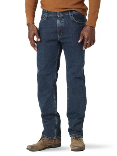 Wrangler Authentics Herren Regular Fit Comfort Flex Waist Jeans, Dark Stonewash, 33W / 32L von Wrangler Authentics