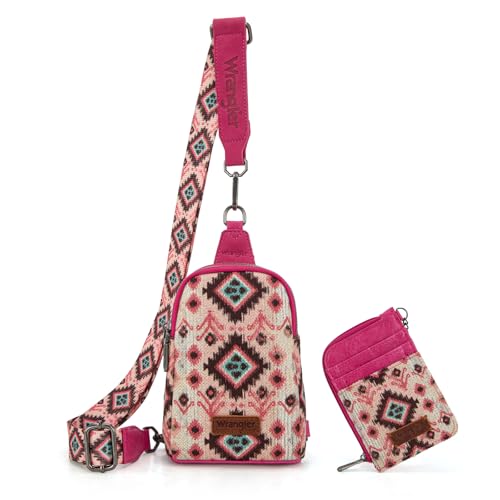 Wrangler Aztec Crossbody Sling Bags for Women Wallet Set, 2101 Pink, Einheitsgröße, Western Wrangler Aztec Crossbody Sling Bags for Women Wallet Set, 2101 Pink, Einheitsgröße, Western von Wrangler