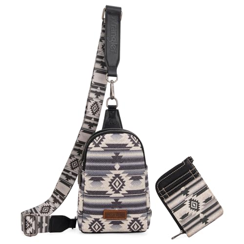 Wrangler Aztec Crossbody Sling Bags for Women Wallet Set, Schwarz, Einheitsgröße von Wrangler