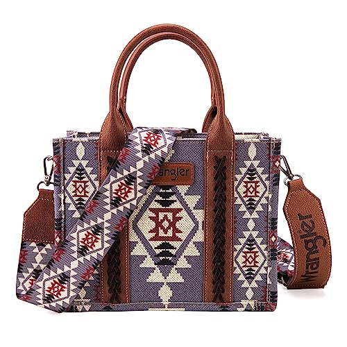 Wrangler Aztec Tote Bag für Frauen Boho Schulter Geldbörsen und Handtaschen, Angel Diamond Lavender (Gitarrengurt), Small von Wrangler