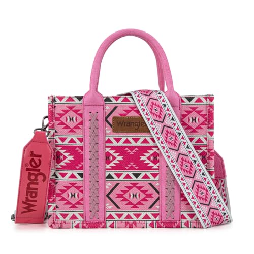 Wrangler Azteken-Tragetasche für Damen, Boho-Schultertaschen und Handtaschen, Aztec Peach Pink (Gitarrengurt), Medium von Wrangler