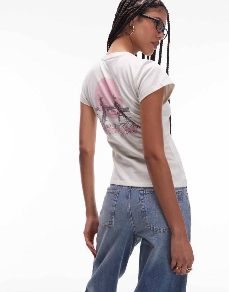 Wrangler - Band-T-Shirt in Vintage-Weiß mit Cowboy-Rückenprint von Wrangler