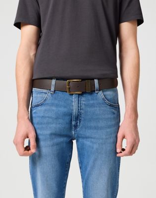 Wrangler Basic Metal Loop Leather Belt Brown Größe 85 von Wrangler
