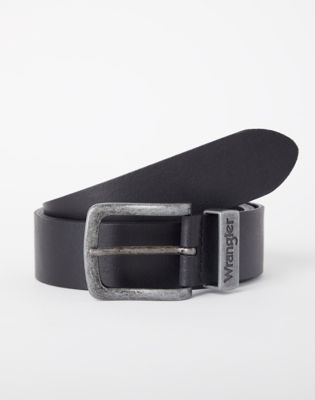 Wrangler Basic Metal Loop Leather Belt Black Größe 115 von Wrangler