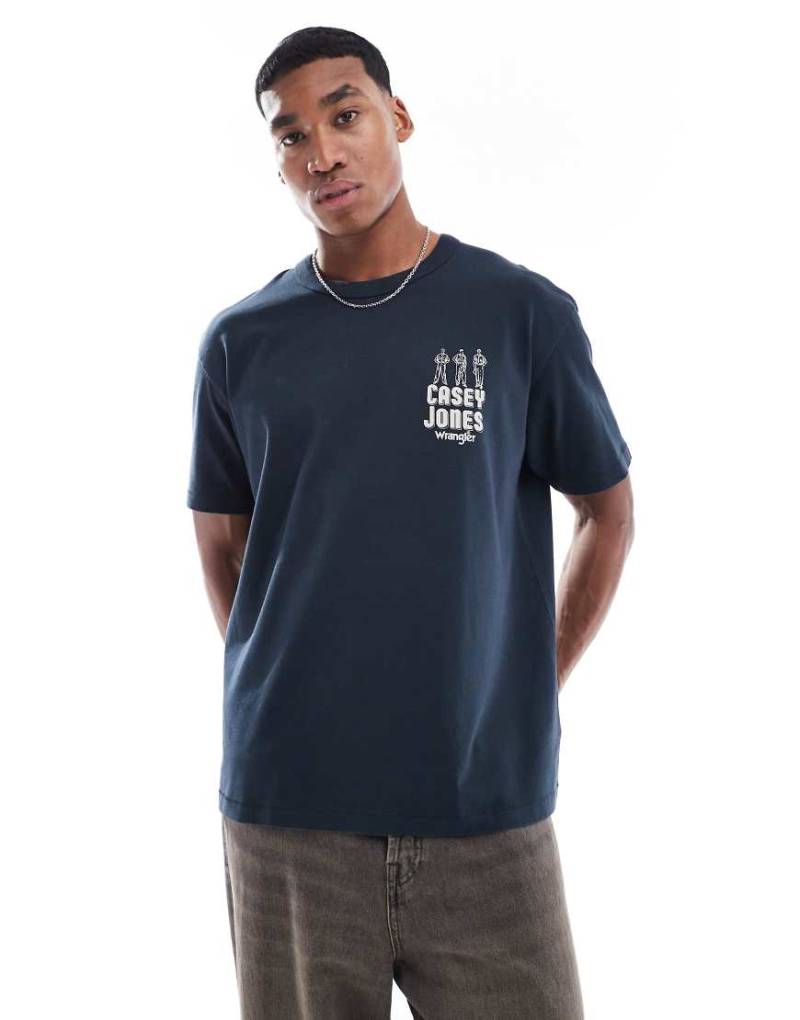 Wrangler - Casey Jones - Schweres Vintage-T-Shirt in Marineblau mit Workwear-Logo und Oversize-Schnitt von Wrangler