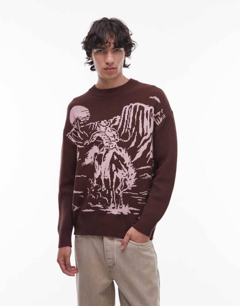 Wrangler - Cowboy - Schwerer Strickpullover in Mahagonibraun von Wrangler