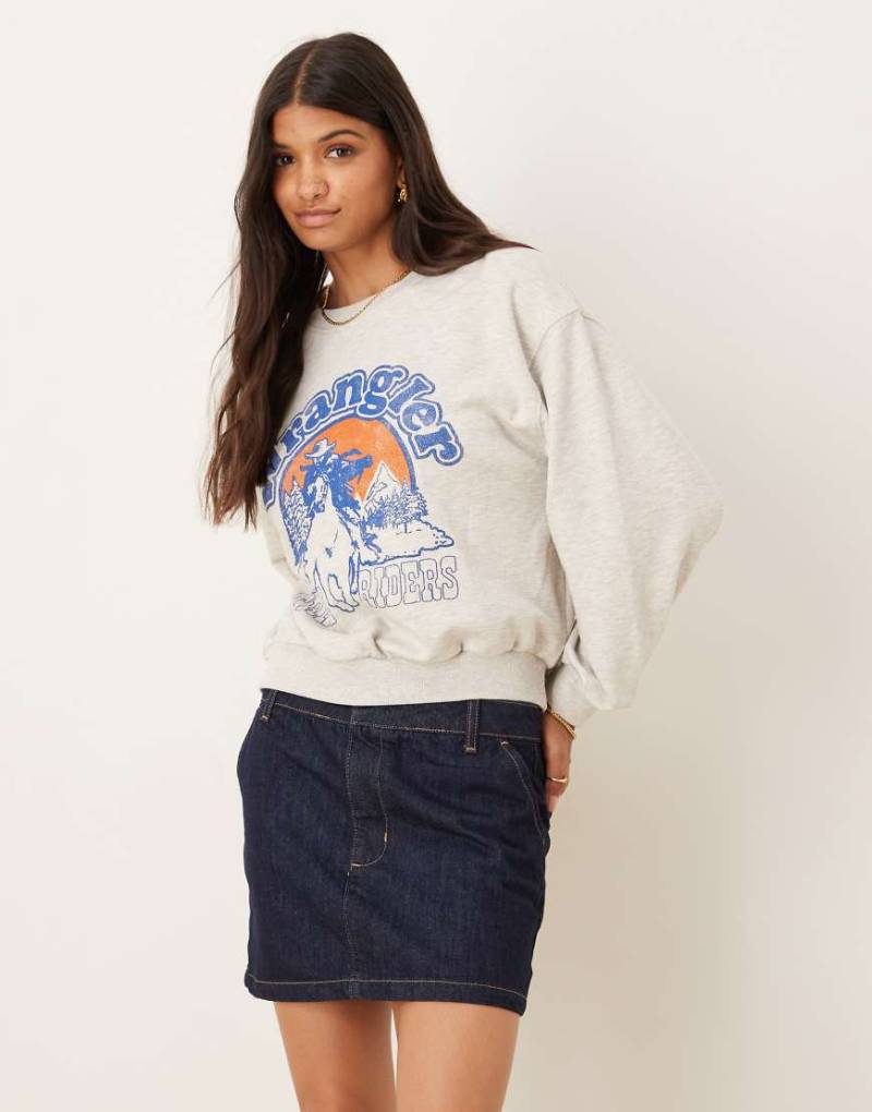 Wrangler - Cowboy-Sweatshirt in Grau meliert mit Brustprint-Neutral von Wrangler