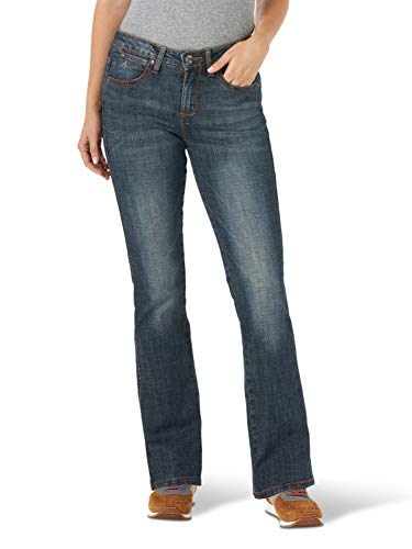 Wrangler Damen Aura Instantly Slimming Mid Rise Bootcut Jeans, Herbstgold, 36 Kurz von Wrangler