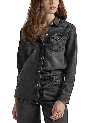 Wrangler Damen Boyfriend Denim Snap Closure Shirt, Nashville, Klein von Wrangler