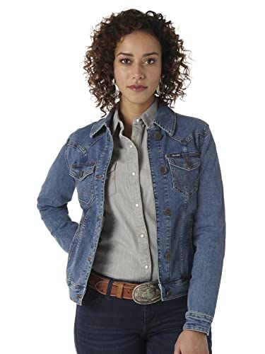 Wrangler Damen Retro Western-Jeansjacke, Dunkles Denim, M von Wrangler