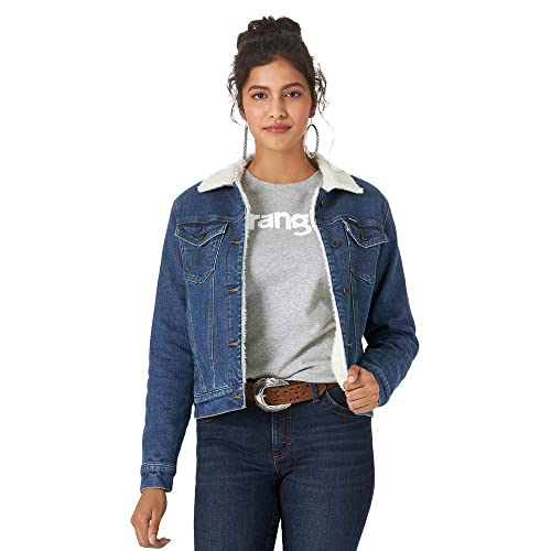 Wrangler Damen Futter Stil Retro Sherpa gefütterte Jacke, Denim, Large von Wrangler