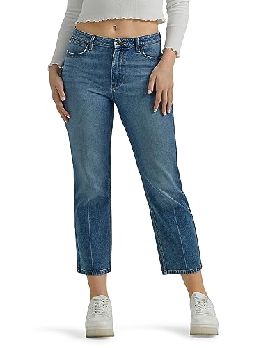 Wrangler Damen High Rise Rodeo Straight Leg Crop Jeans, Abendrot, 44 von Wrangler