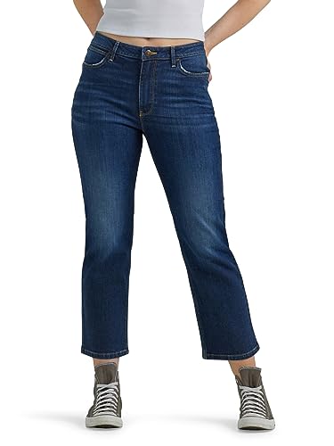 Wrangler Damen High Rise Rodeo Straight Leg Crop Jeans, Dusk, 38 von Wrangler