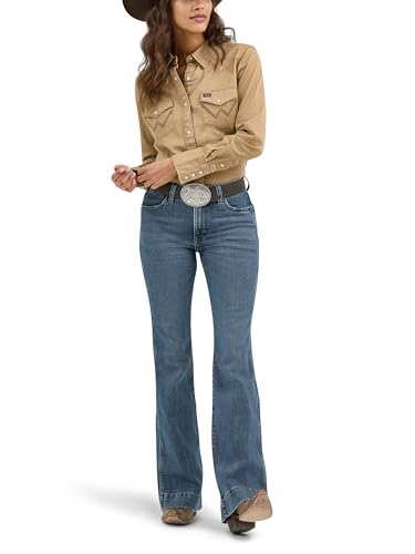 Wrangler Damen Langärmeliges Westernhemd mit Druckknöpfen Vorne Bluse, Rawhide, X-Klein Wrangler Damen Langärmeliges Westernhemd mit Druckknöpfen Vorne Bluse, Rawhide, X-Klein von Wrangler