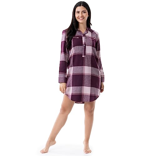 Wrangler Damen Mid-Length Flannel Sleep Shirtdress Nachthemd, Blockkariert, X-Large von Wrangler