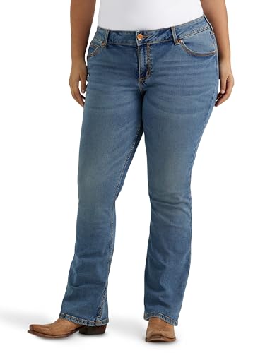 Wrangler Damen Retro Mae Plus Size Mid Rise Stretch Bootcut Jeans, Mittelblau, 26W x 32L von Wrangler