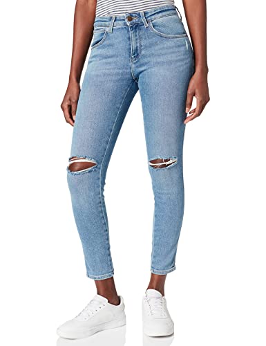 Wrangler Damen Skinny Jeans, Blau (Stoned Ribbed 98r), 30W / 32L von Wrangler
