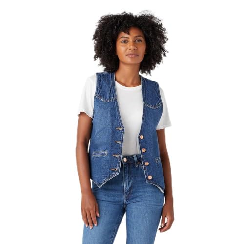 Wrangler Damen Slim Vest Denim Jacket, DARK WASH, L EU von Wrangler